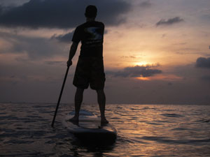 stand up paddle for rent and sunset