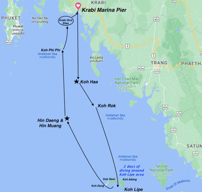Manta Queen 8 Itinerary map
