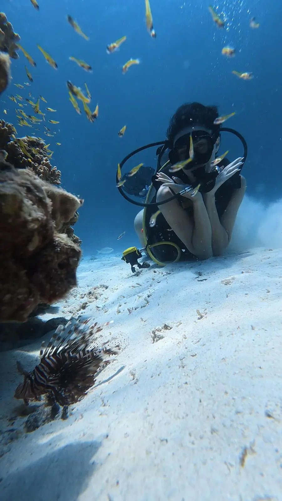 Lionfish and diver on a Discover Scuba Diving trip to Racha Noi