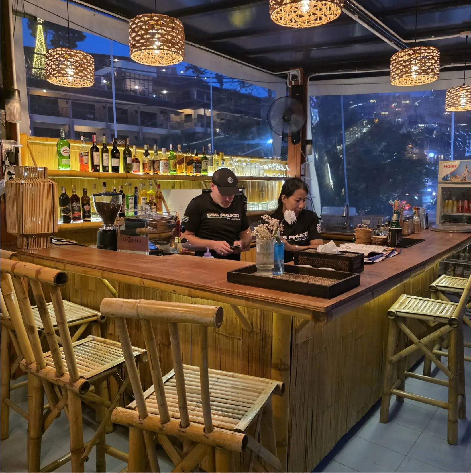 Bar setup at SSS Kata Bar & Café