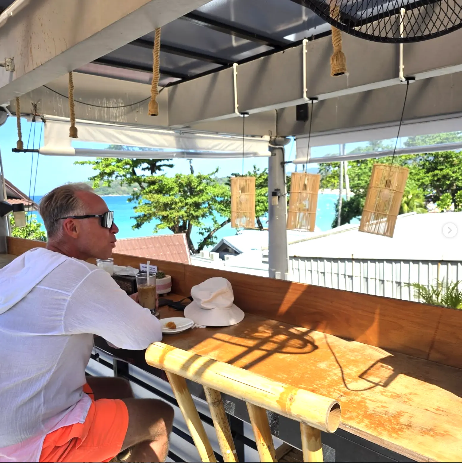 Daytime view of the bar counter at SSS Kata Bar & Café