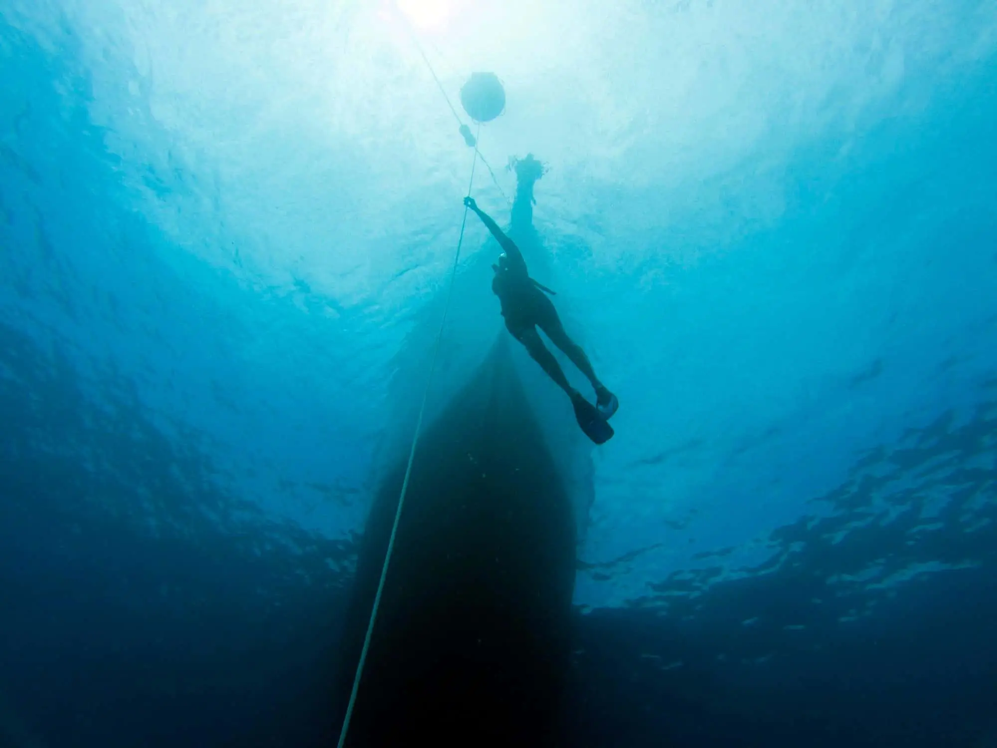 Open water freediving session at Racha Yai island, Phuket