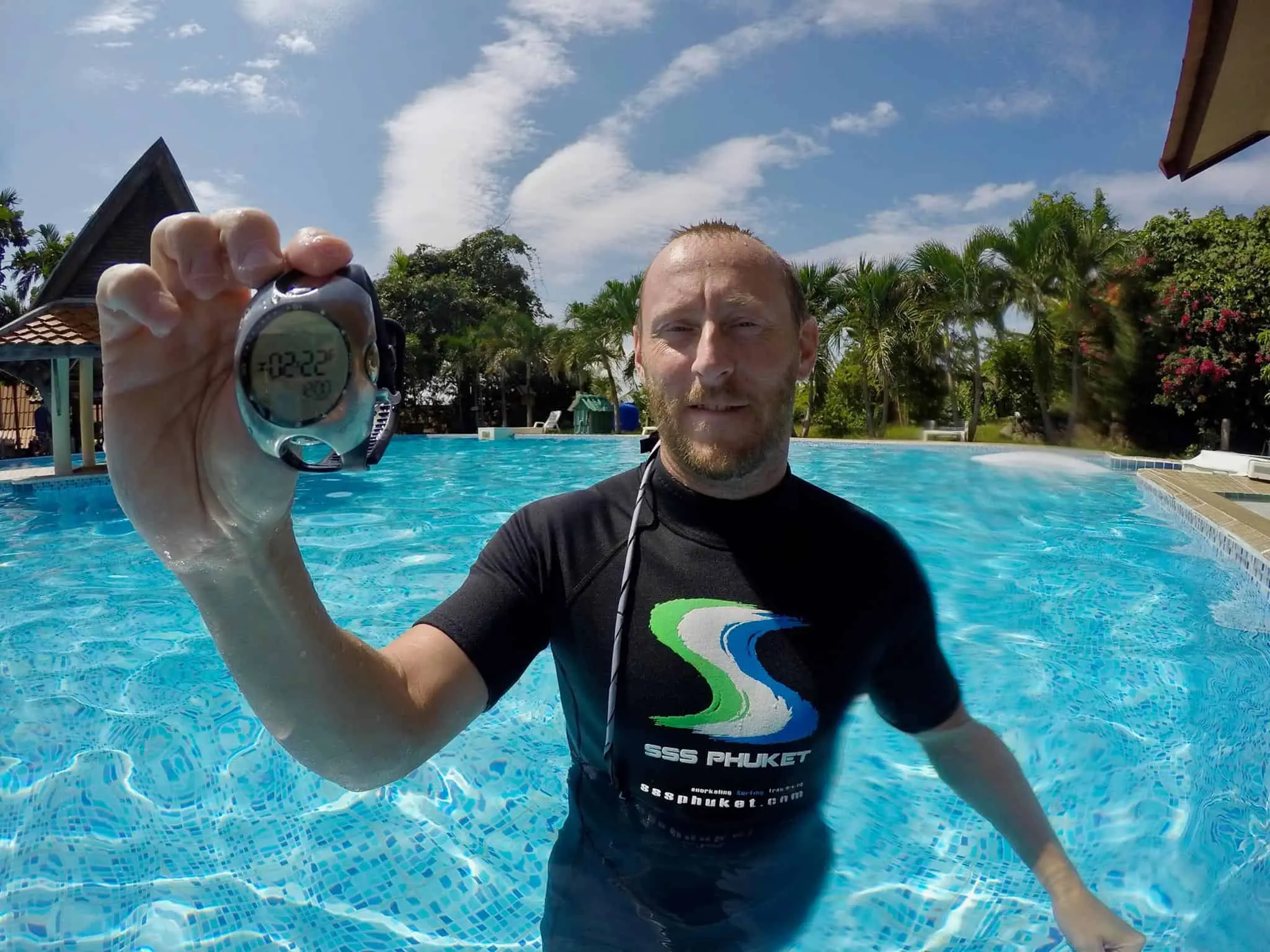 Pool static apnea session at Chalong pool, Phuket