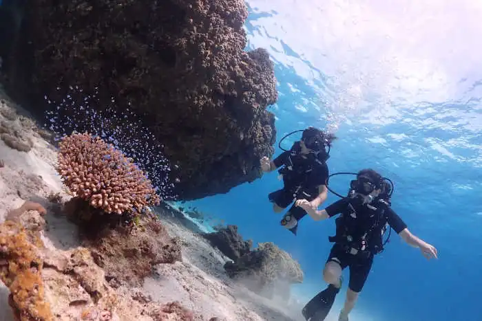 Shallow coral reef at Racha Yai Bay 3, Phuket